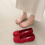 Damen Ballerinas mit zarter Schleifenapplikation und weichem Veloursleder EB