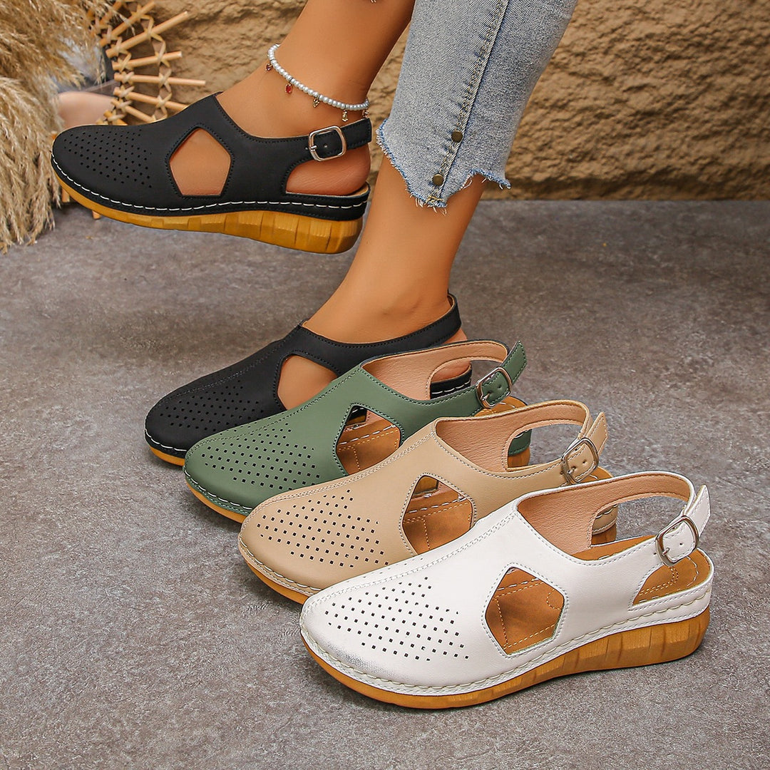 Damen Halbschuhe mit perforiertem Obermaterial und komfortablem Absatz R&B
