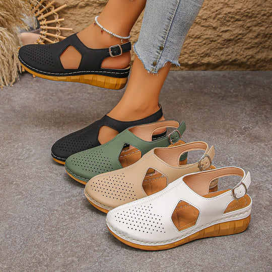 Damen Halbschuhe mit perforiertem Obermaterial und komfortablem Absatz R&B