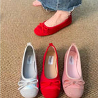 Damen Ballerinas mit zarten Schleifen und weichem Veloursleder EB