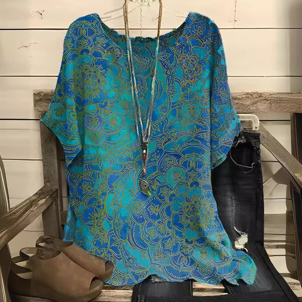 Damen Leichte Sommerbluse mit floralem Design