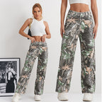 Damen Cargohose im Camouflage-Design mit hoher Taille R&B