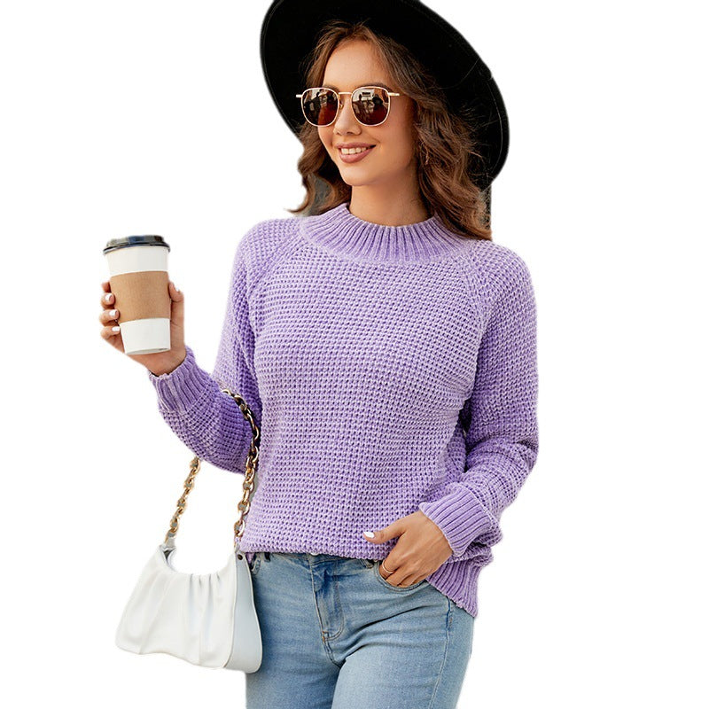 Damen modischer Strickpullover mit strukturiertem Waffelstil R&B