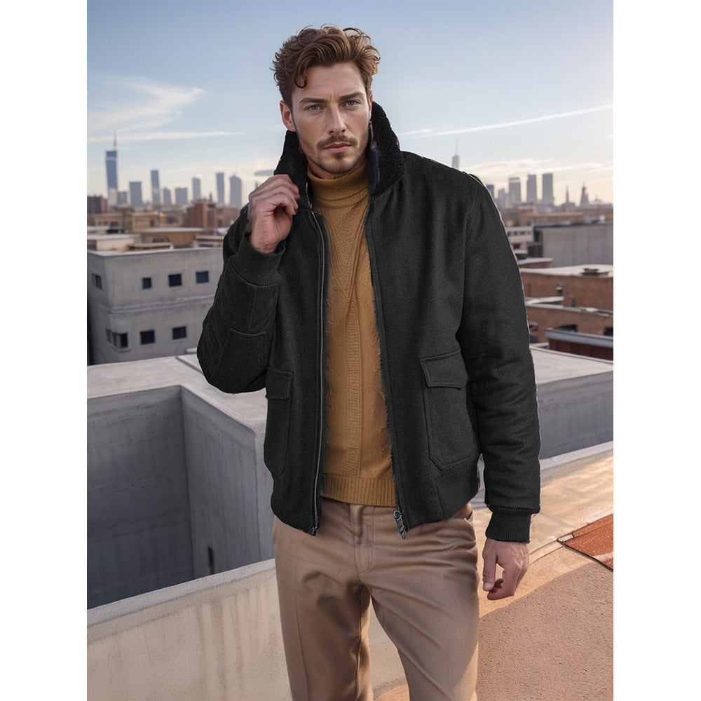Herren trendige und warme Bikerjacke R&B