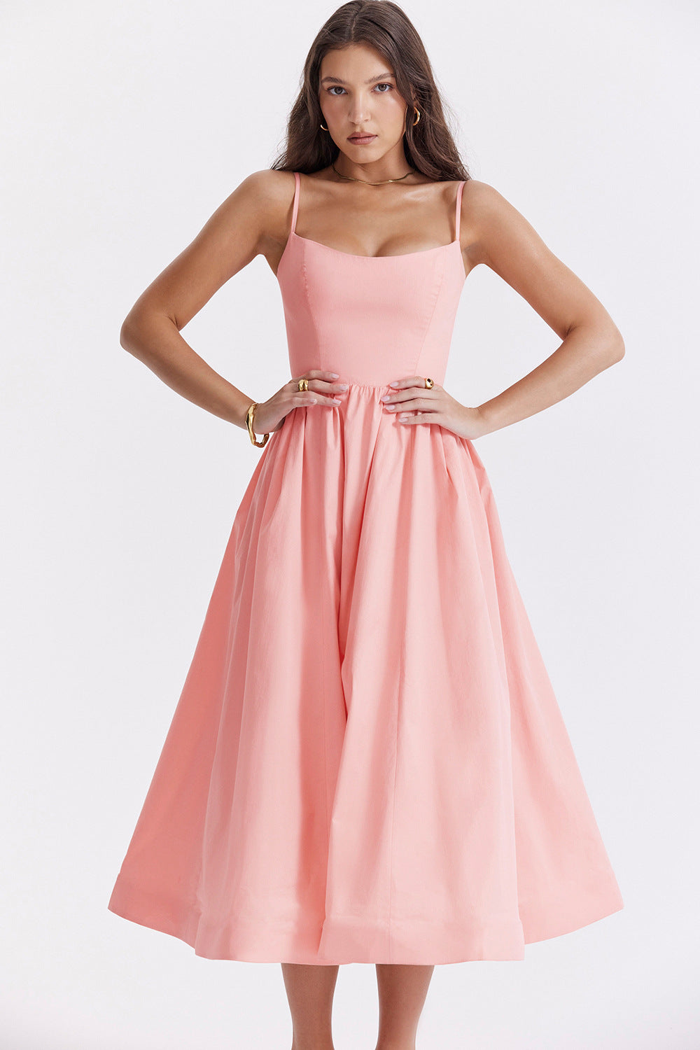 Damen Maxikleid mit floralem Print und verstellbaren Spaghettiträgern R&B