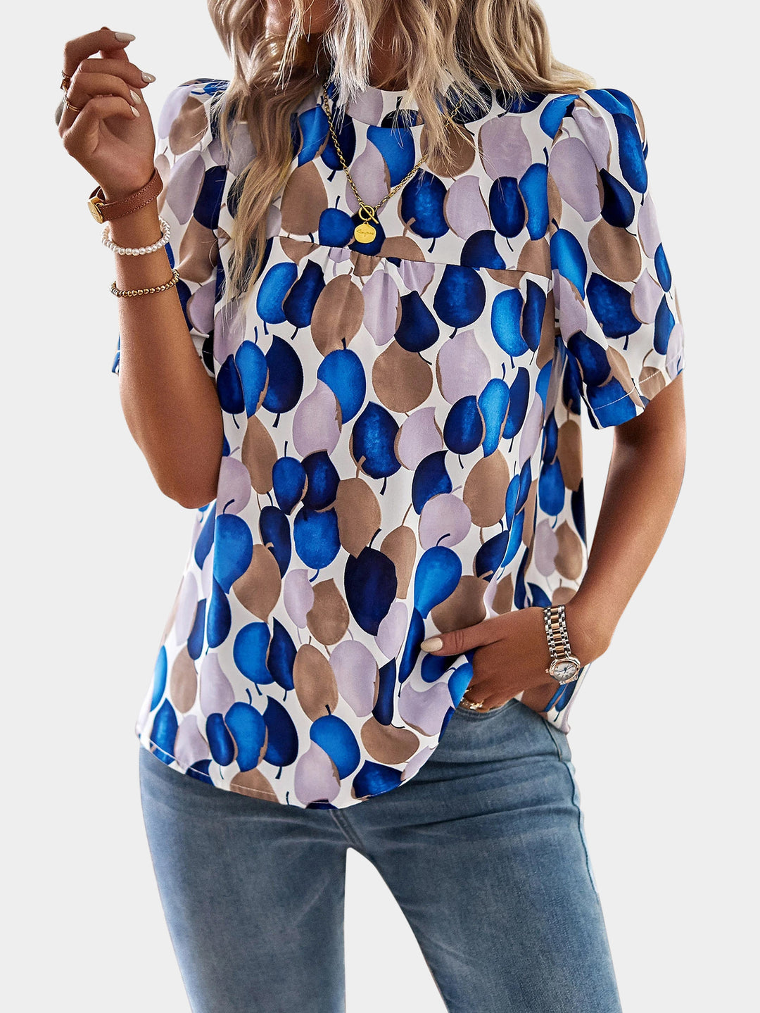 Damen Elegante Freizeitbluse mit modernen Mustern R&B