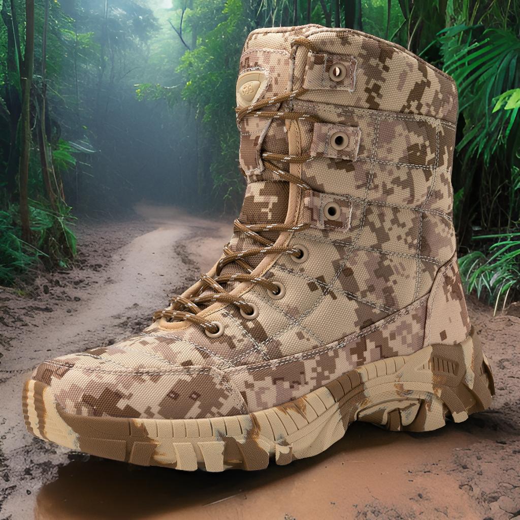 Herren hochgeschnittene Camo Einsatzstiefel mit schnelltrocknendem Obermaterial R&B