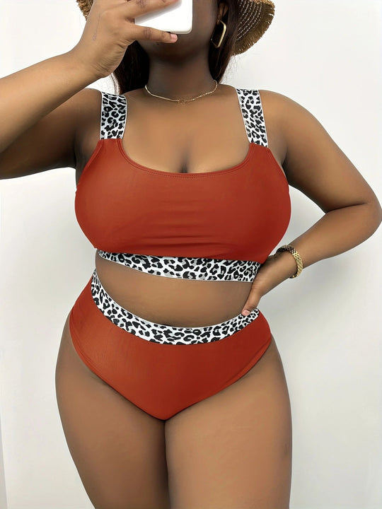 Damen Hochgeschnittenes Bikini-Set mit trendigem Tiermuster R&B