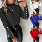 Damen Elegante Bluse mit Puffärmeln und Knopfdetails R&B