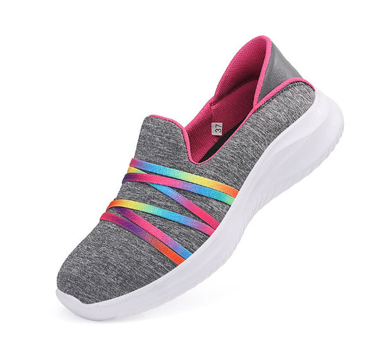 Damen nan eleganter Schlupfsneaker mit elastischen Zierbändern, atmungsaktiver Strickkonstruktion und gedämpfter Komfortlaufsohle R&B