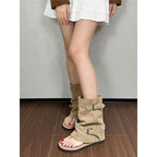 Damen Sandalen mit Raffungen und modischen Schnallen R&B