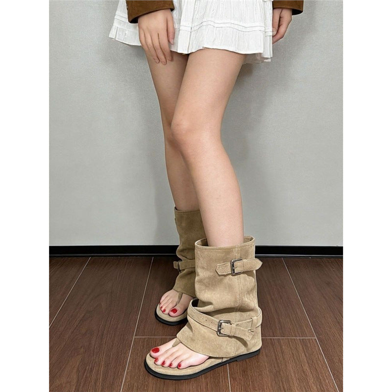 Damen Sandalen mit Raffungen und modischen Schnallen R&B
