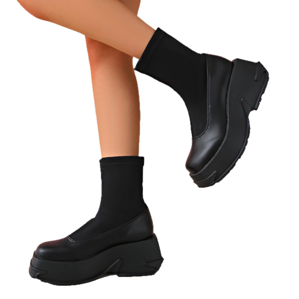 Damen Plateau-Sneaker mit elegantem Sockendesign und rutschfester Sohle R&B