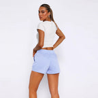 Damen Baumwoll-Shorts mit elastischem Bund und Streifenmuster R&B