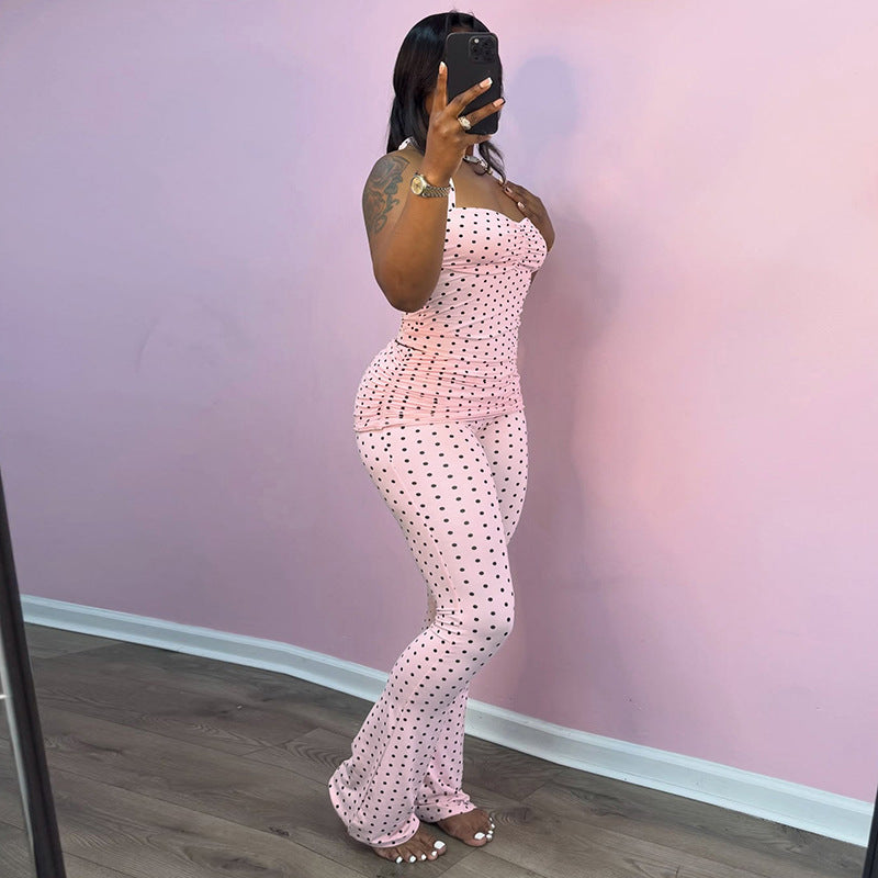 Damen Eleganter Crop-Top und Flared-Hosen Set R&B