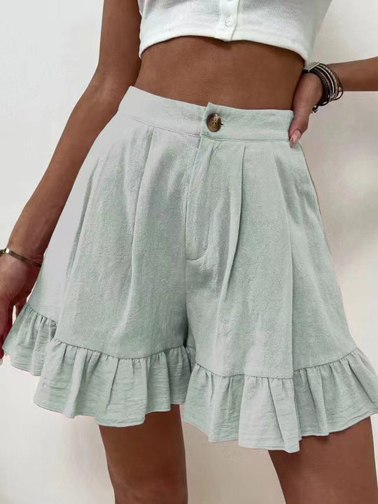 Damen elegante Rüschenshorts R&B