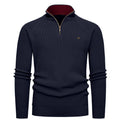 Herren hochwertiger Strickpullover mit Stehkragen und modernem Reißverschluss R&B