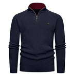 Herren hochwertiger Strickpullover mit Stehkragen und modernem Reißverschluss R&B