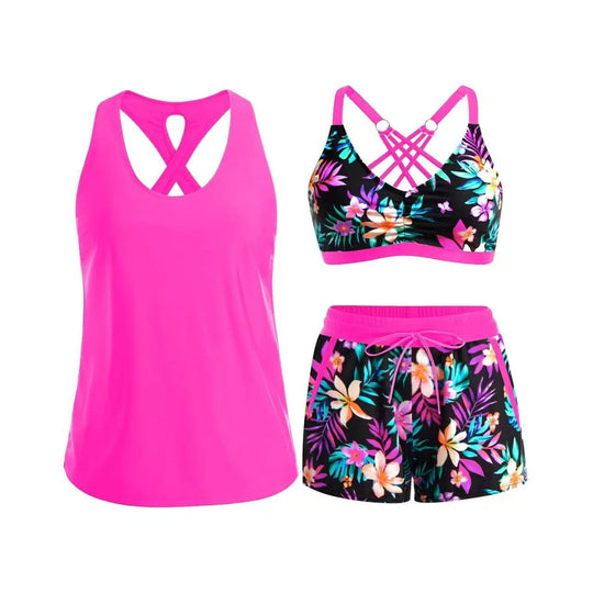 Damen Sport-Badeanzug-Set mit modischem Racerback und Shorts R&B