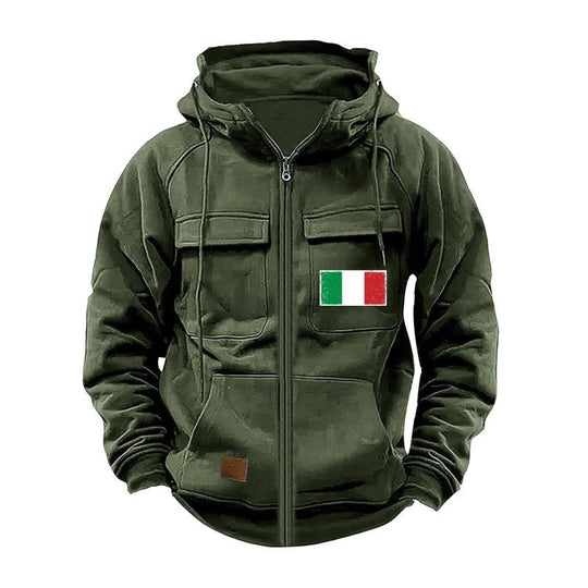 Herren modische Kapuzenjacke mit praktischen Taschen und verstellbarem Kragen R&B