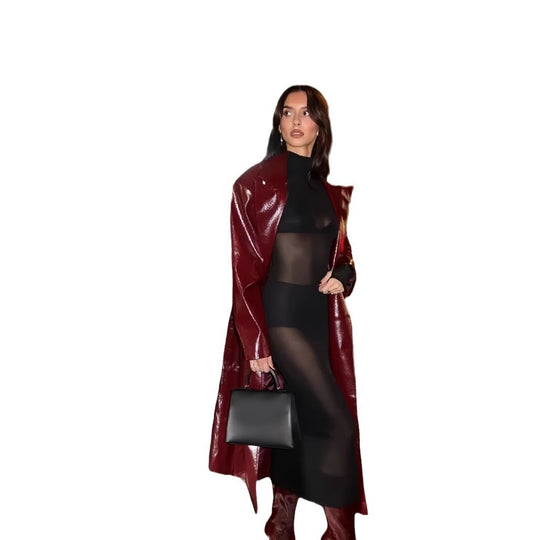 Damen Eleganter und figurbetonter Maxikleid mit transparenten Einsätzen R&B