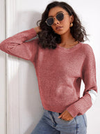 Damen Modischer Strickpullover mit kontrastierenden Ärmelakzenten R&B