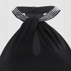 Damen glamouröses Abendkleid mit Chiffon-Schnitt und funkelndem Halsbereich R&B