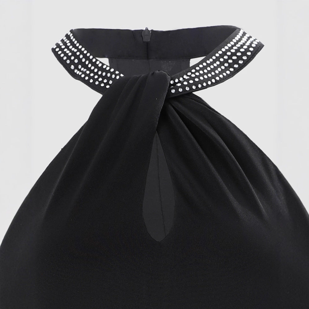 Damen glamouröses Abendkleid mit Chiffon-Schnitt und funkelndem Halsbereich R&B