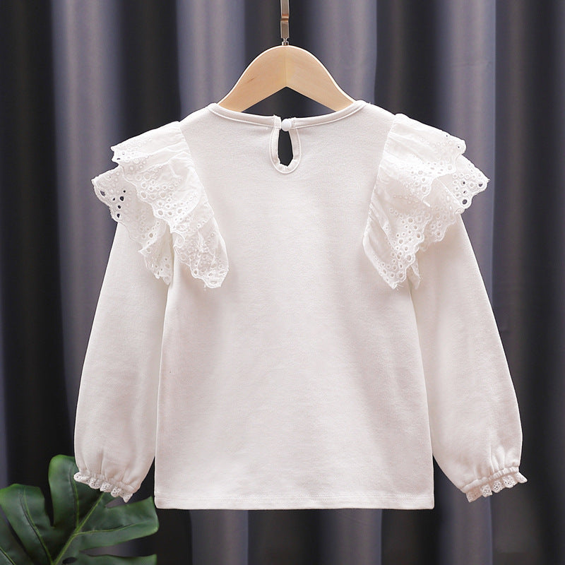 Mädchen Rundhals Sweatshirt mit Rüschendetails und Herzapplikation R&B