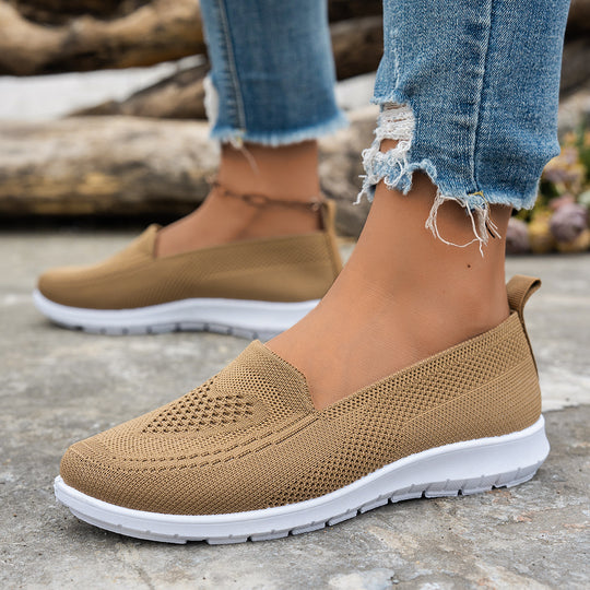 Damen Atmungsaktive Slip-On Freizeitschuhe mit komfortablem Absatz R&B