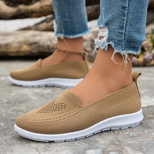 Damen Atmungsaktive Slip-On Freizeitschuhe mit komfortablem Absatz R&B