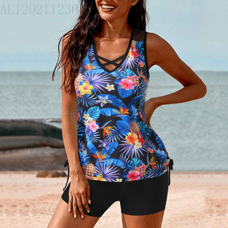 Damen Tankini-Set mit Hohe Taille und Sportlichem Flair R&B