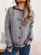 Damen Strickjacke mit kreativem Zopfmuster und modernen Knopfdetails R&B