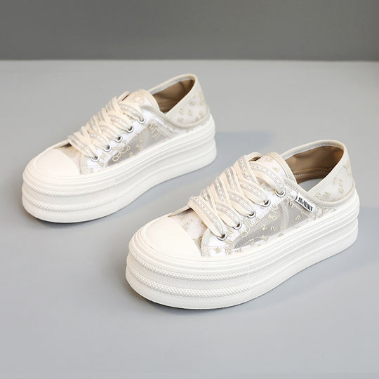 Damen Plateau Sneakers mit atmungsaktiver Mesh-Oberfläche und rutschfester Sohle R&B