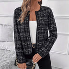 Damen strukturierte Blazerjacke mit Kontrastdetails