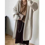 Damen Langer Strick-Cardigan mit tiefen Taschen und luftiger Passform