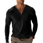 Herren Langarm Shirt mit modischem Henley-Ausschnitt R&B