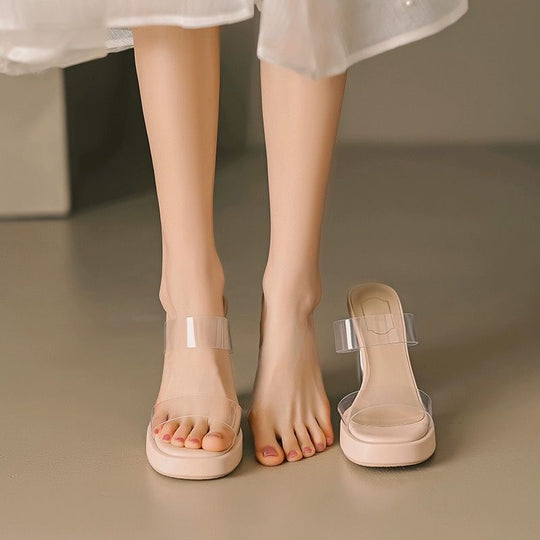 Damen Elegante Mules mit transparentem Absatz R&B