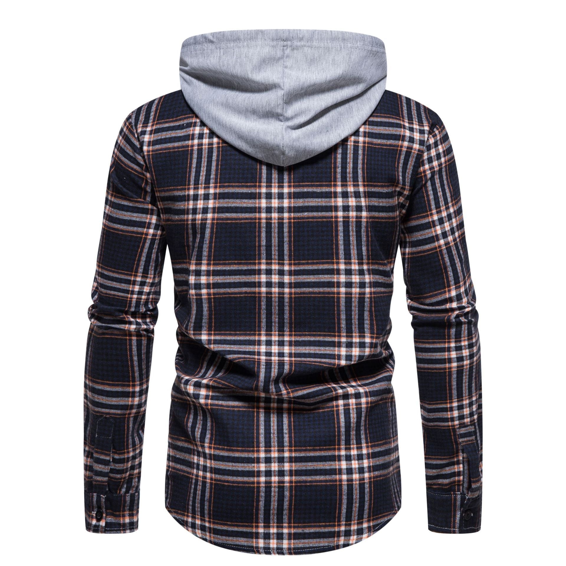 Herren Karo-Hemdjacke mit integrierter Kapuze und modernen Mustern