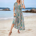 Damen Maxikleid mit verspieltem Mustermix und Rüschendetails
