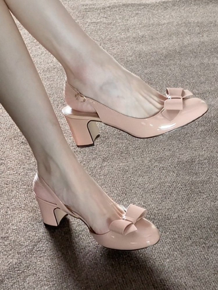 Damen elegante Sling-Pumps mit modischem Schleifendetail und bequemem Blockabsatz R&B