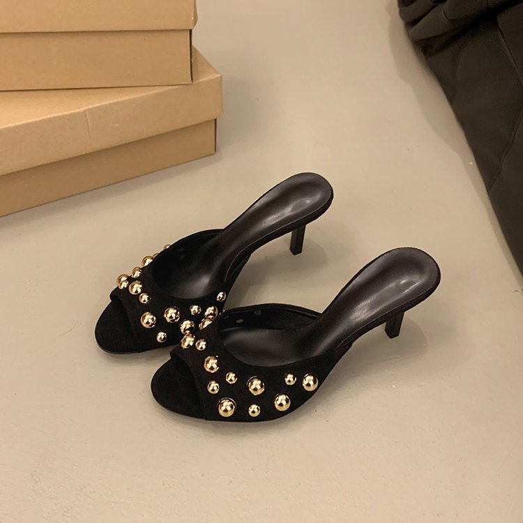 Damen Elegante Slingback Mules mit glitzernden Perlenakzenten R&B