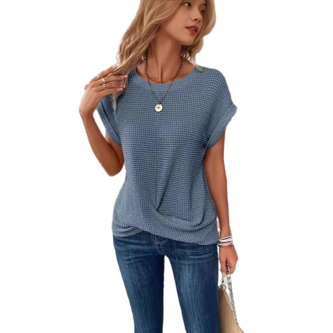 Damen lässiges Waffelstrickshirt R&B