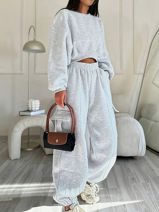 Damen lässiges Set mit Oversized Pullover und weiter Hose R&B