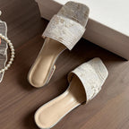 Damen Elegante Mules mit kunstvollem Stickdesign R&B
