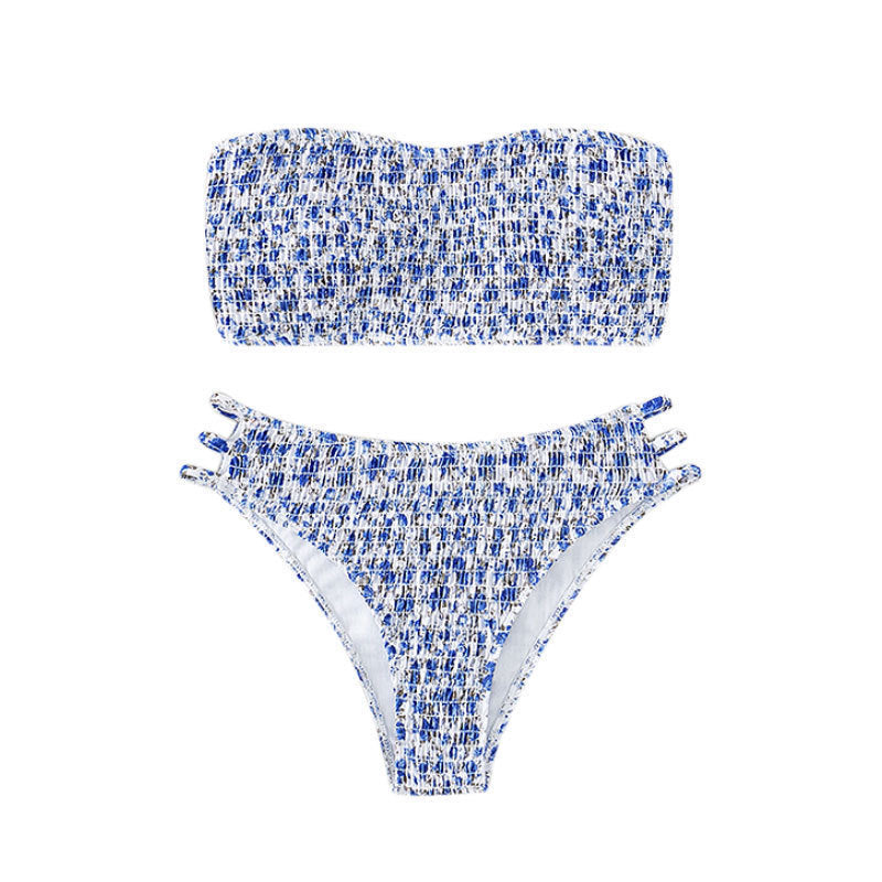 Damen Bandeau-Bikini mit raffinierten Rüschendetails und verstellbaren Trägern R&B