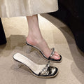 Damen elegante offene Mules mit Absatz und funkelnden Akzenten R&B