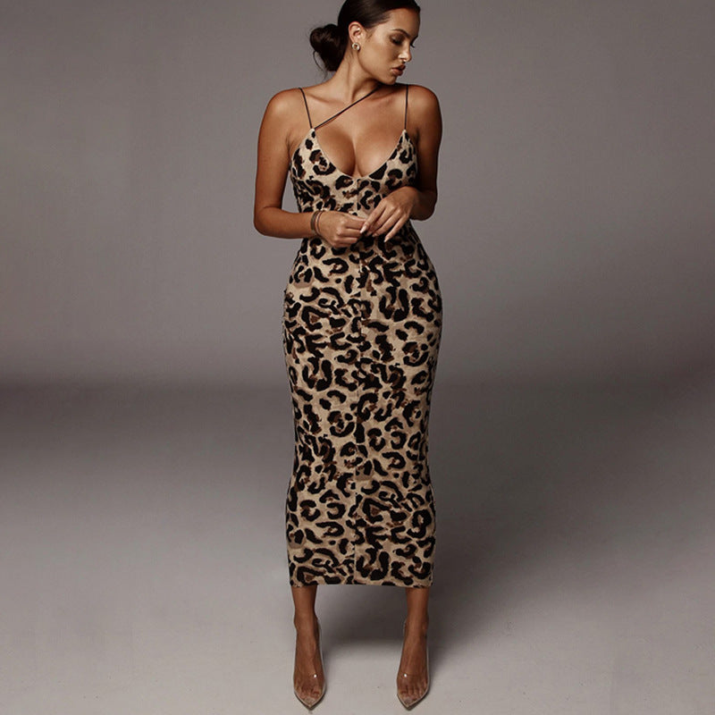 Damen Figurbetontes Kleid mit aufregendem Leopardenmuster R&B