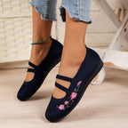 Damen Ballerinas mit floraler Stickerei und atmungsaktivem Netzdesign R&B