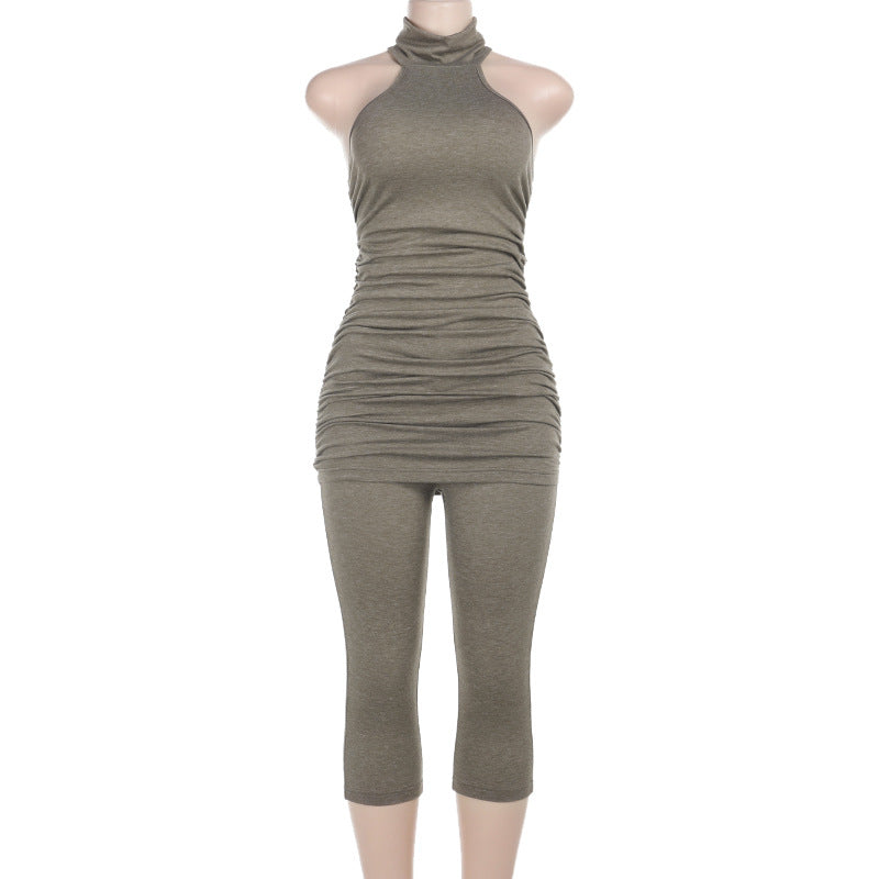 Damen yoga t-shirt und dreiviertel leggings Set R&B